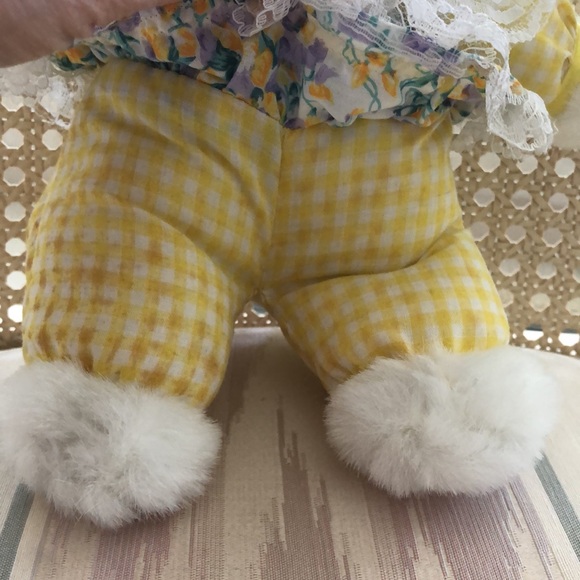 2 NWT Easter Bunny Rabbit White Wearing lace and gingham stuffed animals - Picture 11 of 16